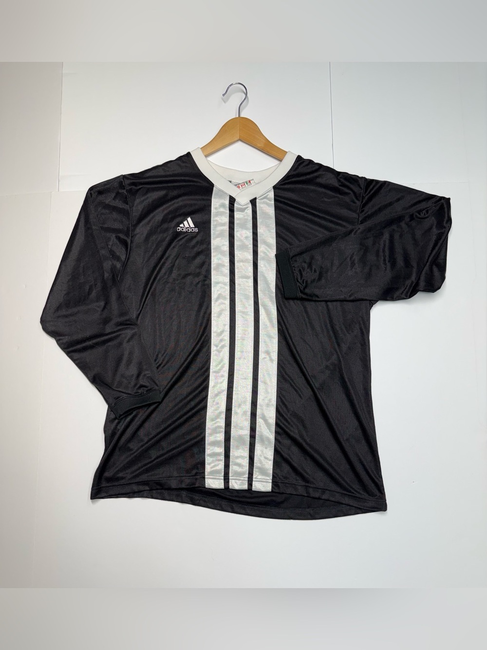 Vintage Adidas Shirt Long Sleeve Soccer Jersey Men’s Large Made In USA Black